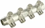 FAR Коллектор запорный 1, ВР-НР, 4 отвода М24х19 FK 3906 C1