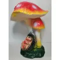 Садовая Фигурка Ёжик под Грибом, гипс, высота 34см, ширина 21см