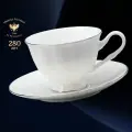 Чайная чашка с блюдцем, 220 мл. Форма Нега, рисунок Платиновая лента. Костяной фарфор.