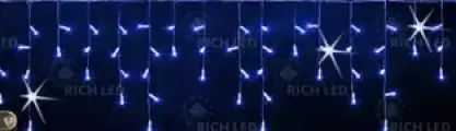 Гирлянда бахрома 8W Синий, Rich LED RL-i3*0.5F-CW/B, белый провод 3x0.5 м, соединяемая, 220V, 112 Led, IP65, мерцание