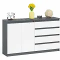 Комод широкий на четыре ящика и две дверки Мори МК11600.1 графит/белый, 160,4х41х94 см, НЕ ун. сб.