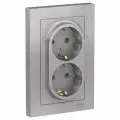 Systeme Electric AtlasDesign Алюминий, Розетка c заземлением двойная, 16А, в сборе, ATN000324