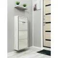 Обувница в прихожую IRONNORI Лайт Плюс 3 секции, Бетон Пайн, профиль чёрный, 121х54.5х20 см