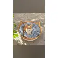 Лежанка корзина плетенная с подушкой для собак и кошек