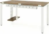 Компьютерный стол, Письменный стол Формат (Тип 4) с пропусками для проводов, кабель-каналом и подвесом системного блока 160x60x75 дуб галифакс олово/белый