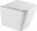 Унитаз подвесной Lemark Florex 9614001 с микролифтом, безободковый, без бачка, фарфоровый, антивсплеск, белый, прямоугольный