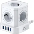 Сетевой фильтр Cablexpert Tower белый 10А 4хUSB 3.1А 2мс выключателем и заземлением уровень защиты 4+ TWR-5-U4-W-2