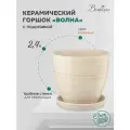 Горшок Вещицы с поддоном Волна, 2.4 л, 17.5x16 см, бежевый