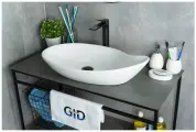 (65х38х14см) Комплект 2 предмета: Керамическая накладная раковина для ванной Gid N9052 с сифоном А-3202