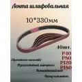 Лента шлифовальная Abraform 10 х 330мм, тканевая, набор 40шт