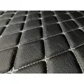 Стеганая Экокожа Dakota без клеевого слоя - Черный Ромб - Белая нитка (500х140см) Простроченная - Прошитая экокожа + поролон 5мм + спанбонд.