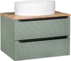 Тумба с раковиной Runo Орлеан 70 зеленая, дуб натуральный, раковина Ovale 50