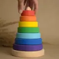 Пирамидка Детская Деревянная Сортер Игрушка Большая Радуга SQNKJ