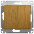 Выключатель двухклавишный дерево Дуб, сх.1, 10АХ, Systeme Electric Glossa (комплект 5шт)
