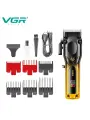 Машинка для стрижки волос VGR V-656, LED дисплей, 6 насадок, жёлтая