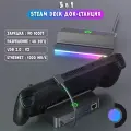 Док станция подставка с RGB подсветкой для Steam Deck зарядка 5 в 1 4K30HZ+LAN PORT с кнопкой переключения экрана