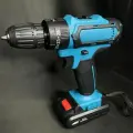 Дрель-шуруповерт синий аккумуляторный c набором и кейсом для хранения, шуруповерт с 2 аккумуляторами