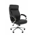 Офисное кресло 794 россия хром нат. кожа/экокожа черная