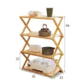 Складной туристический стеллаж из бамбука, 4 полки, натуральный, 68х50 см
