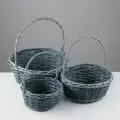 Корзина плетёная для хранения, ива, круглая, серая, голубая, набор 3 шт.