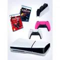 PS5 (ПС5) Игровая приставка Sony PlayStation 5 Slim disc +2-й геймпад (розовый) +зарядное + игра Spider-Man2 + игра
