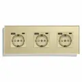 Розетка электрическая 5 постов АC, зарядка 10W, стекло 370х86 мм, цвет золотой