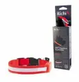 2512 Ошейник RICHI USB LED светящийся 32-34см (S) красный, 3 режима, зарядка от USB (1 шт)