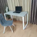 Компьютерный стол лофт 120*60 см. Бетон светлый. Белые ножки