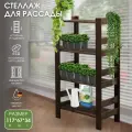 Стеллаж для рассады деревянный 117*67*34, 4 полки, покрыт маслом, венге