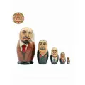 Матрешка деревянная, главы СССР, 5 мест, 12 см