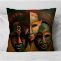 Подушка Декоративна Африканские жители, Маски Танзания 40х40 велюр