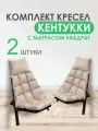 Комплект садовой мебели Кентукки КВАДРАТ (2 стула+матрасы), цвет дерева: орех, ткань оксфорд бежевый