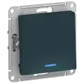 Выключатель электрический Systeme Electric Atlas Design 1-клавишный с подсветкой, 10А, 10 AX, Изумруд ATN000813 - 10 шт.