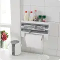 Полка настенная для кухни 4 в 1 / Держатель для бумажных полотенец с полкой