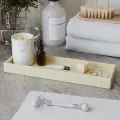 Декоративный поднос для ванной, органайзер для косметики Emily M, 35x10 см, бетон, кремовый глянцевый