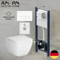 Инсталляция с подвесным унитазом AM.PM Hit FlashСlean, пневматическая кнопка Jump S, микролифт, шумоизоляция