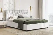 Двуспальная кровать 10 мягкая с подъёмным механизмом 160х200 белая Кураж