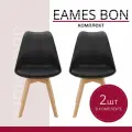 Стулья для кухни 2 шт со спинкой пластиковые черные комплект Eames Bon