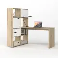 Письменный стол угловой Есэндвич L Лаворо 110х150х150 см левый (Дуб сонома/Белый)