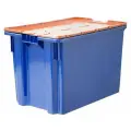 Ящик полимерный Тара 600х400х415 Safe PRO сплошной синий с оранжевой крышкой