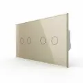Сенсорный выключатель LIVOLO ORIGINAL VL-C702/C702-16 4 клавиши (2+2), шампань, стеклянная панель, 2 поста