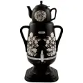 Самовар электрический Термопот Добрыня DO-412 4 литра черный /керамический заварочный чайник на 1литр серебряный рисунок (OL)