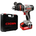 Дрель-шуруповерт ударная аккумуляторная CROWN CT21093HMX-4 BMC BL 20 В 2ХАКБ И ЗУ