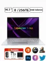 Игровой ноутбук N4000, 14.1, IPS-матрица, 8ГБ ОЗУ, 256ГБ SSD, Windows 10，Серебро, русская раскладка на ноутбук