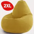 Кресло мешок Bean Joy, пуфик мешок, бескаркасное кресло, размер ХXL, мебельный велюр, желтый