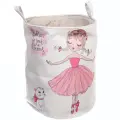 Корзина для хранения круглая с принтом балерины, 45x35 см, полиэстер, бело-розовый дизайн