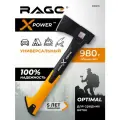 Топор универсальный RAGE X POWER 980 г походный для крупных веток, кованая сталь, рукоять из армированного полиамида, антикоррозийное покрытие, чехол на лезвие