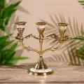 Подсвечник Трио, 15 см, латунь, перламутр, цвет: золотистый