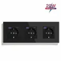 Розетка электрическая 3 поста с Usb/Type-C АC, быстрая зарядка 20W, цвет черный