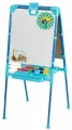 Детский двусторонний мольберт Растущий напольный, магнитно-меловая доска для рисования мелом и стираемыми маркерами, набор с мелками, счетами, пеналом и магнитными элементами, регулируется по высоте, размер 755х516х70 мм